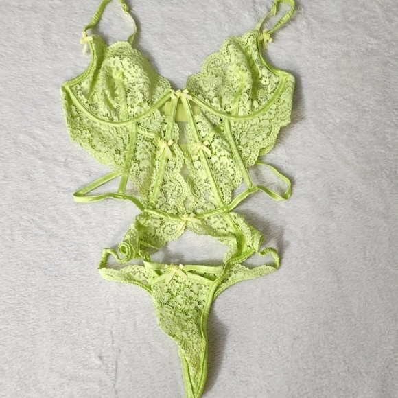 New!For Love and Lemons Creamsicle Lace Teddy underwire Bodysuit - Picture 4 of 12